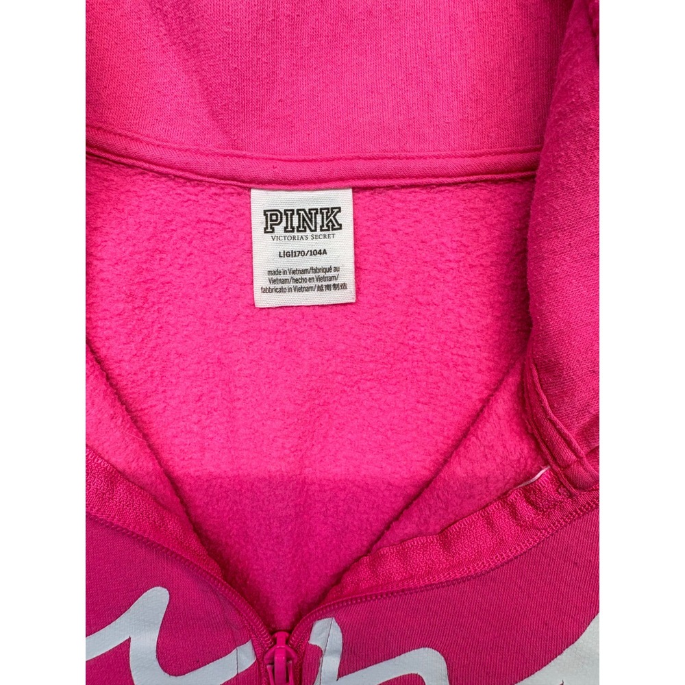 Pink Victoria's Secret Hot Pink Logo Quarter Zip Sweatshirt & Joggers Set L/M - Picture 4 of 11